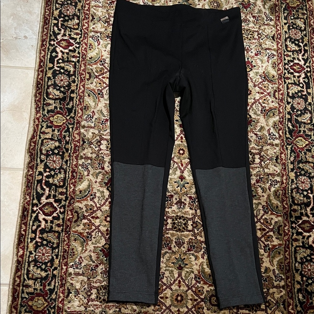 Calvin Klein Black and Charcoal Two-Tone Pull on Pants Leggings Size Large